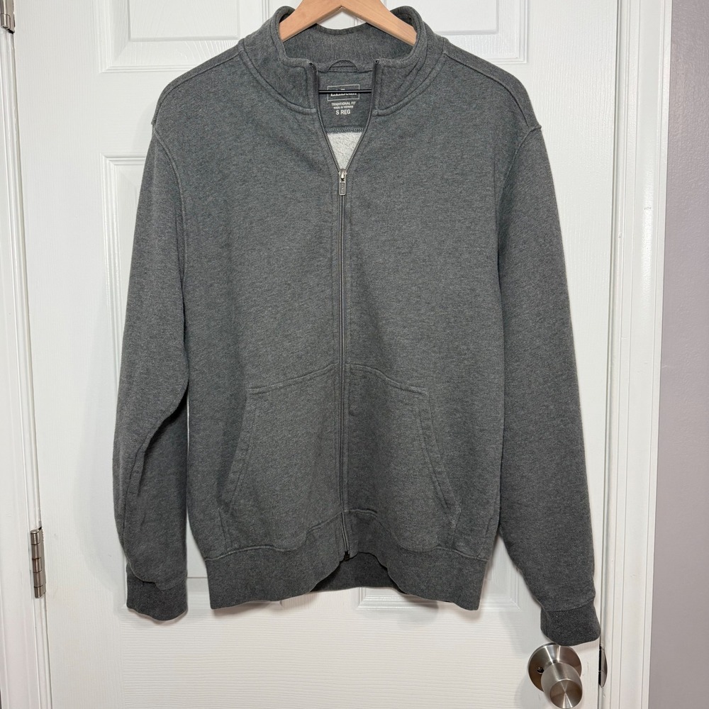 LL Bean Gray Full Zip Fleece Sweatshirt Jacket Traditional Fit S 254675